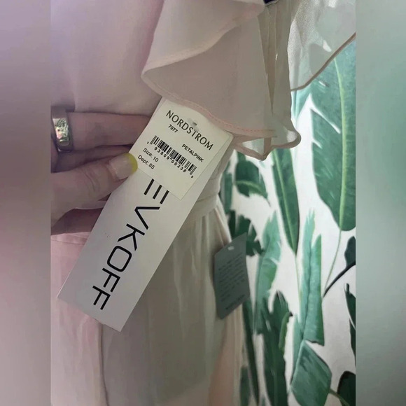 LEVKOFF Pink Ruffle Sleeve Chiffon Wrap Gown Size 10 NWT - Picture 6 of 7